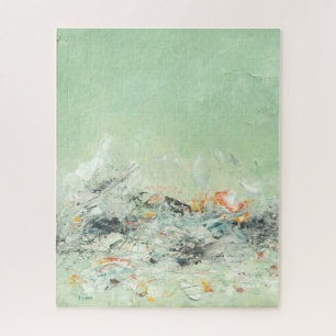 Effervesce - green minimalist abstract art jigsaw puzzle