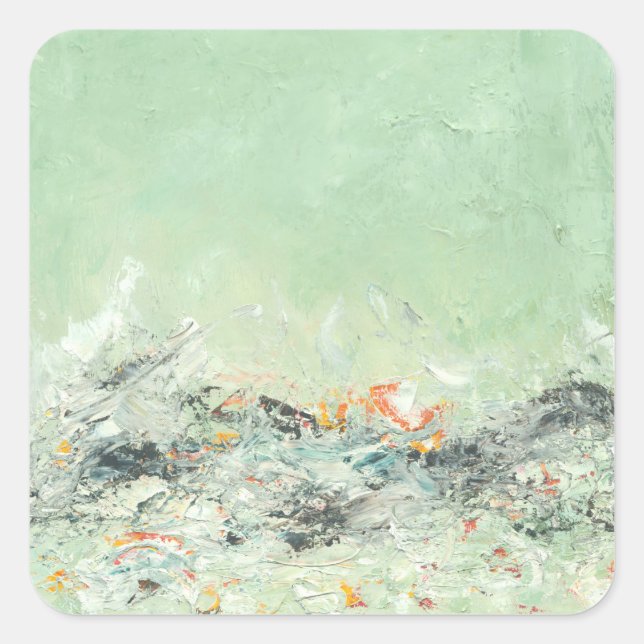 Effervesce - green minimalist abstract art square sticker (Front)