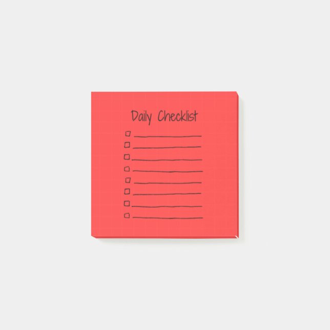 Efficient Daily Checklist Post-It Notes (red) (Front)