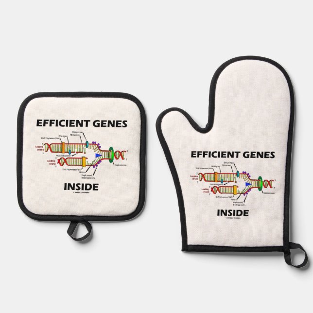 Efficient Genes Inside DNA Replication Humour Oven Mitt & Pot Holder Set (Front)