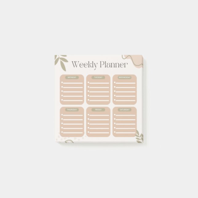 Efficient Weekly Planner Post-It Notes (Front)