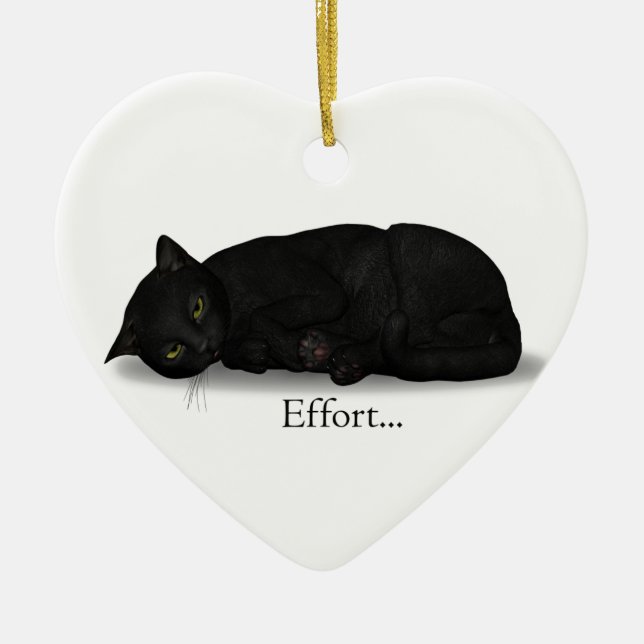Effort Cat Ceramic Ornament (Front)