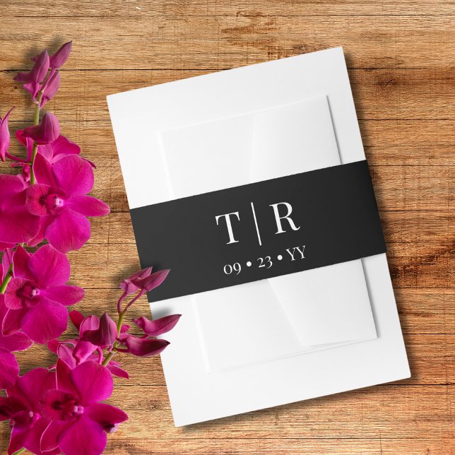 Effortless Charm Black and White Wedding Invitation Belly Band (Creator Uploaded)