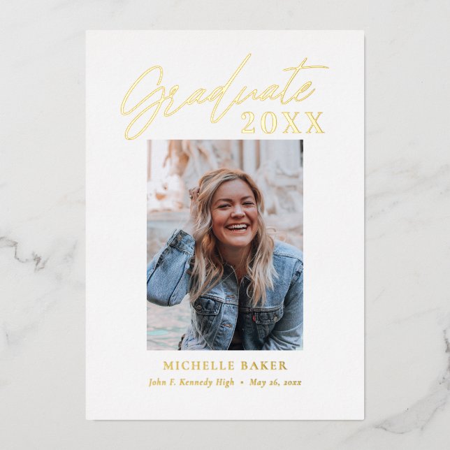 Effortless Charm Foil Graduation Announcement (Front)