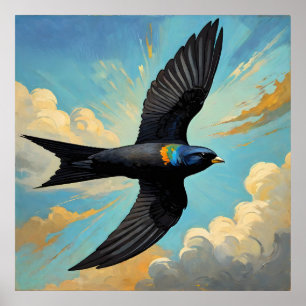 Effortless Wanderer: Colourful Swift Bird Portait  Poster