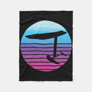 Efoil Electric Hydrofoil Retro Sunset Surf Fleece Blanket
