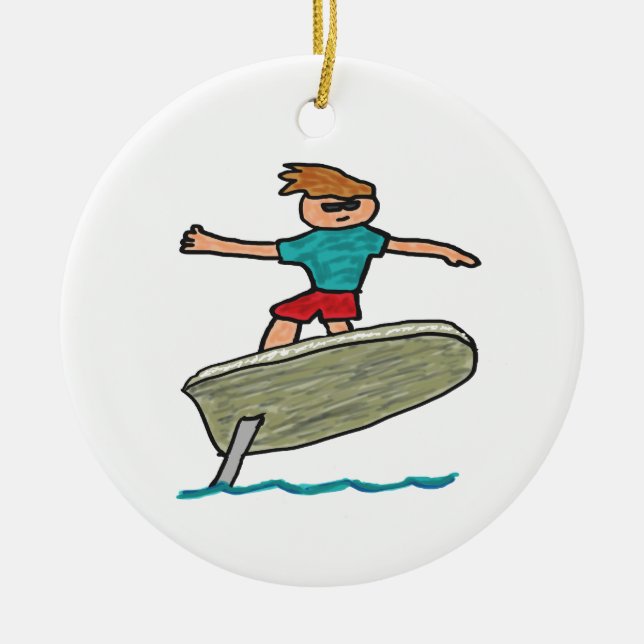 eFoil Surfing Ceramic Ornament (Front)