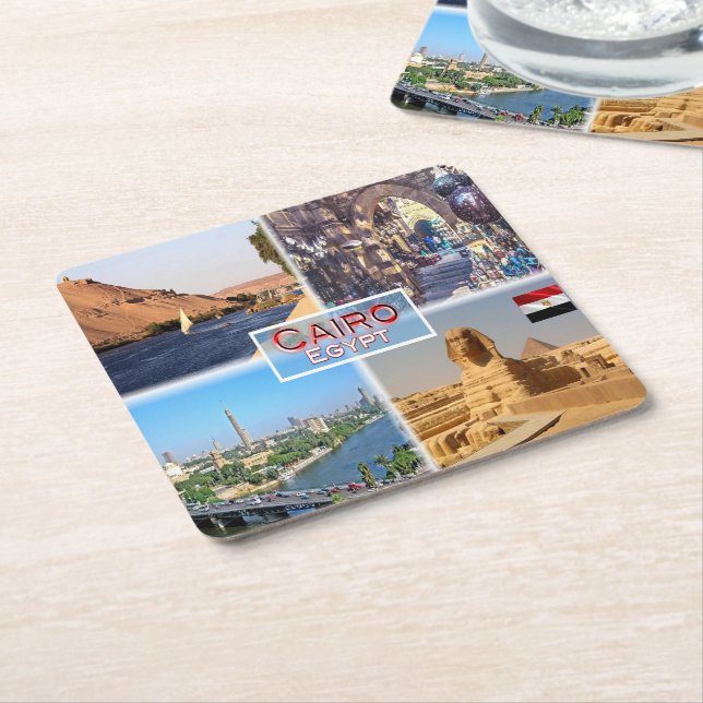 EG Cairo - River Nile - Khan el Khalili - Square Paper Coaster (Angled)