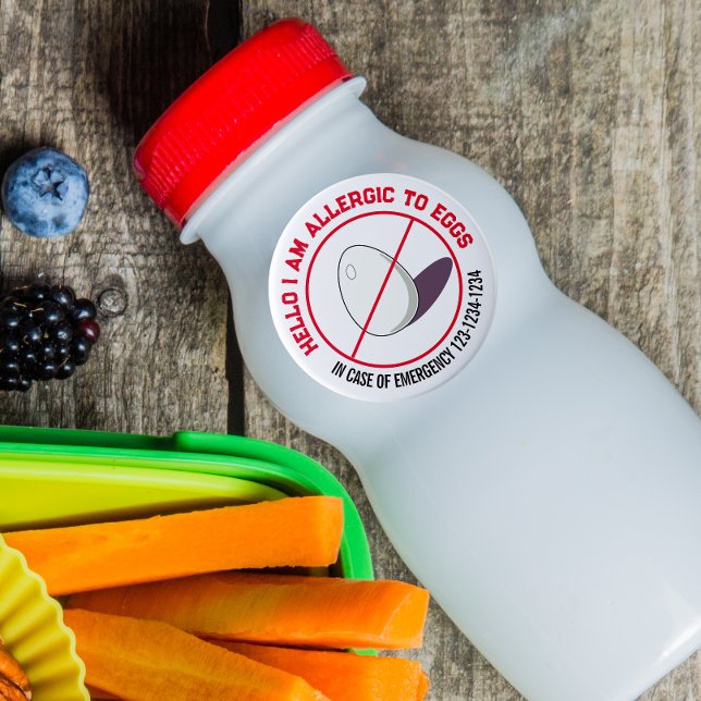 Egg Allergy with custome emergency number Classic Round Sticker (Creator Uploaded)