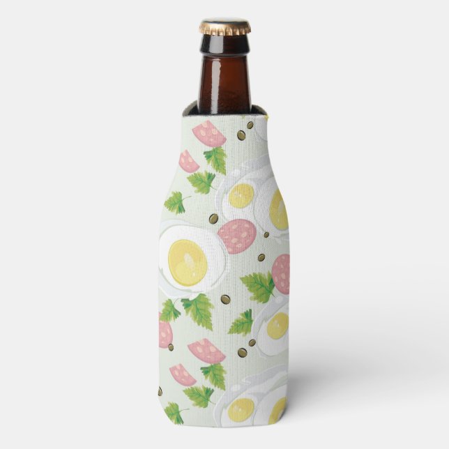 Egg and Sausage Pattern Bottle Cooler (Bottle Front)