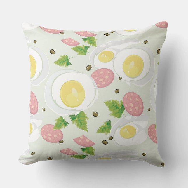 Egg and Sausage Pattern Cushion (Front)