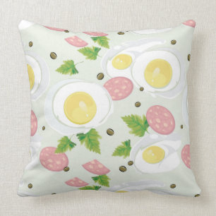 Egg and Sausage Pattern Cushion