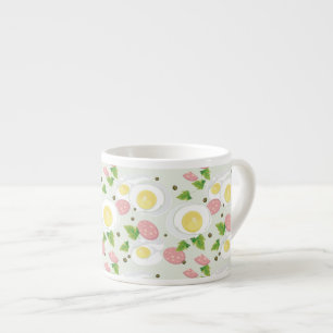 Egg and Sausage Pattern Espresso Cup