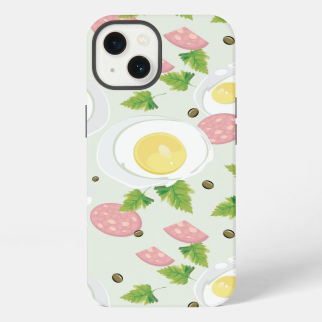 Egg and Sausage Pattern iPhone Case (Back)
