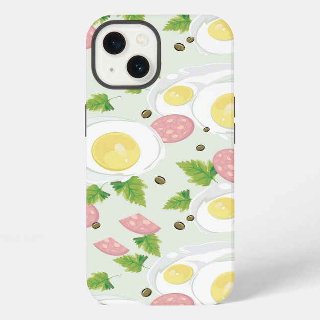 Egg and Sausage Pattern iPhone Case (Back)