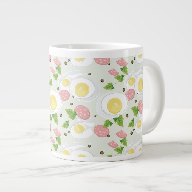 Egg and Sausage Pattern Large Coffee Mug (Front Right)