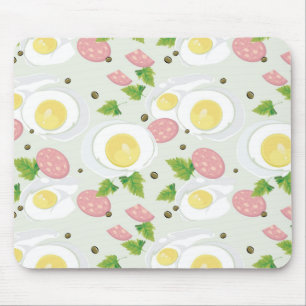 Egg and Sausage Pattern Mouse Pad