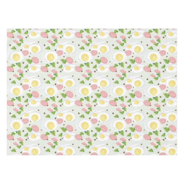 Egg and Sausage Pattern Tablecloth (Front (Horizontal))