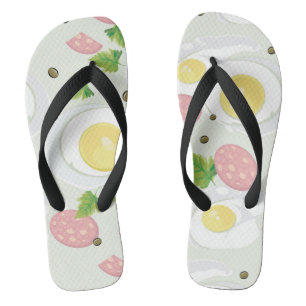 Egg and Sausage Pattern Thongs