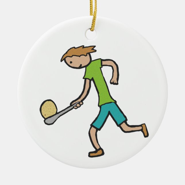 Egg And Spoon Race Ceramic Ornament (Front)