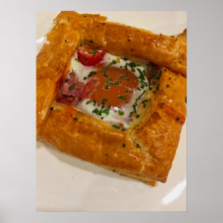 Egg Bacon Pastry Tart with Tomato Poster