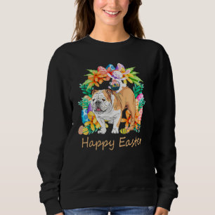 Egg Basket Rabbit Riding English Bulldog Happy Eas Sweatshirt