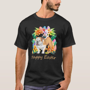 Egg Basket Rabbit Riding English Bulldog Happy Eas T-Shirt