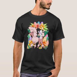 Egg Basket Rabbit Riding Poodle Dog Happy Easter D T-Shirt