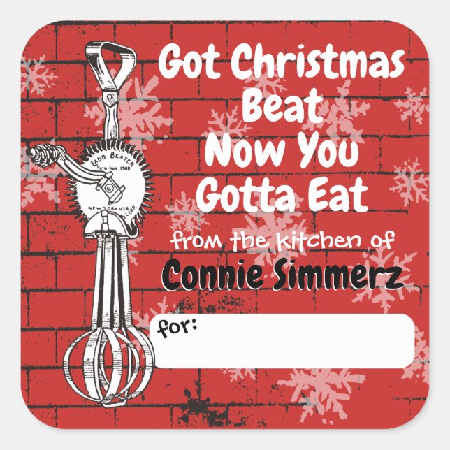 egg beater baking Christmas from the kitchen of Square Sticker (Front)