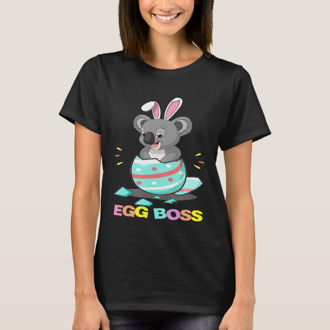 Egg Boss Bunny Koala In Easter Egg Funny Easter T-Shirt (Front)