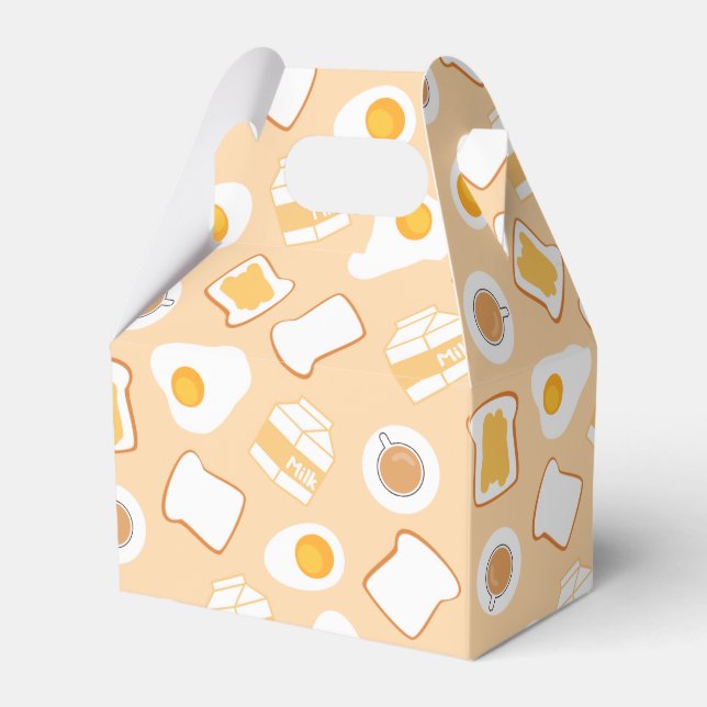 Egg, Bread, Milk, Coffee Breakfast Pattern Favour Box (Front Side)