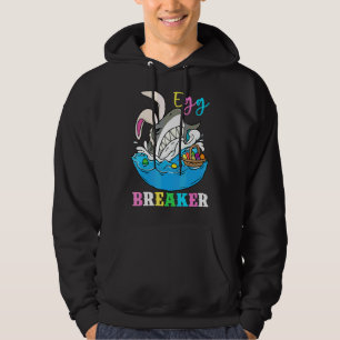 Egg Breaker Bunny Shark Easter  Easter Egg Basket Hoodie