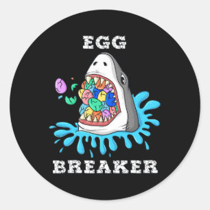 Egg Breaker Shark Easter Fun Boys Girls Kids 1 Classic Round Sticker