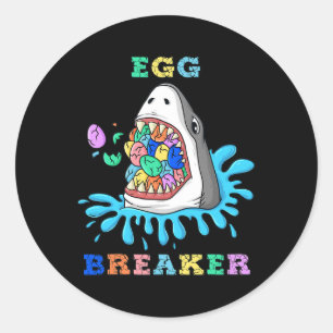 Egg Breaker Shark Easter Fun Boys Girls Kids  Classic Round Sticker