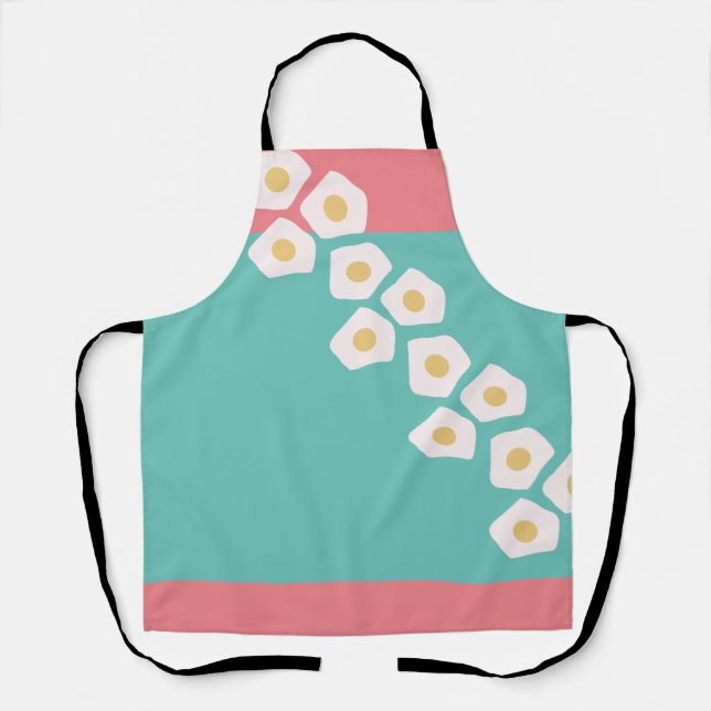 Egg Breakfast Brunch Colourful Pink Teal Apron (Front)