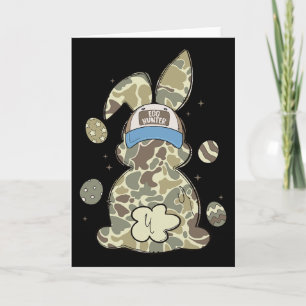 Egg Bunny With Cap Camo Hunting Boys Girls Happy E Card