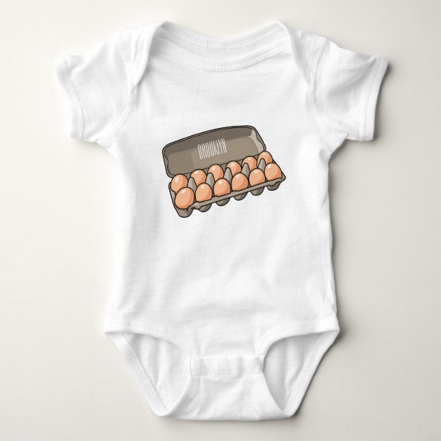 Egg carton cartoon illustration  baby bodysuit (Front)