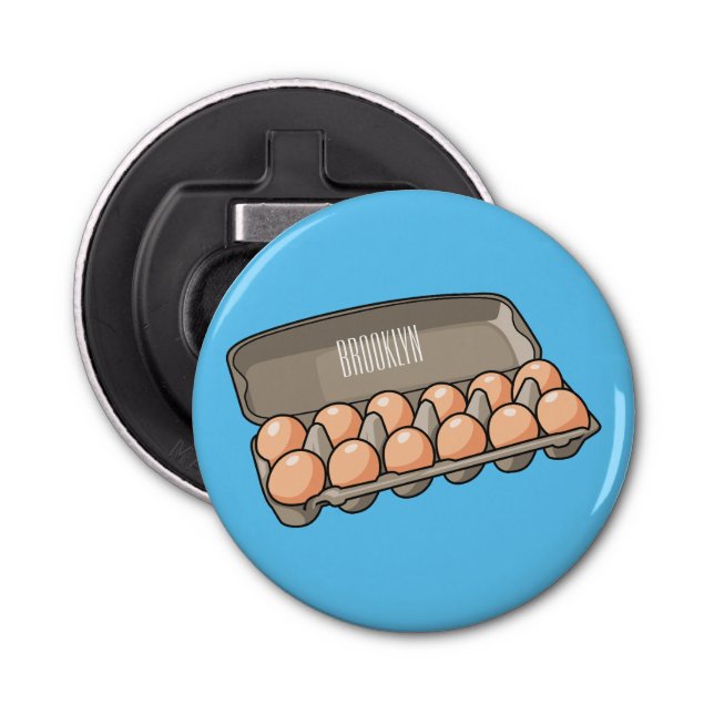 Egg carton cartoon illustration bottle opener (Front)
