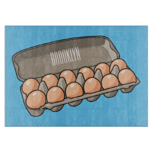 Egg carton cartoon illustration cutting board