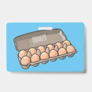 Egg carton cartoon illustration ID badge