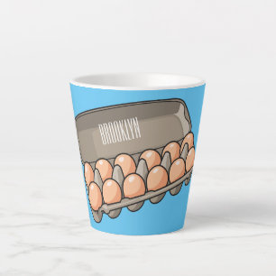 Egg carton cartoon illustration  latte mug