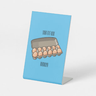 Egg carton cartoon illustration  pedestal sign