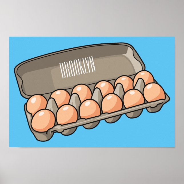 Egg carton cartoon illustration  poster (Front)