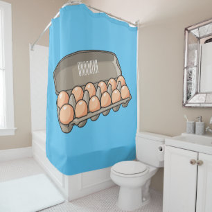 Egg carton cartoon illustration shower curtain