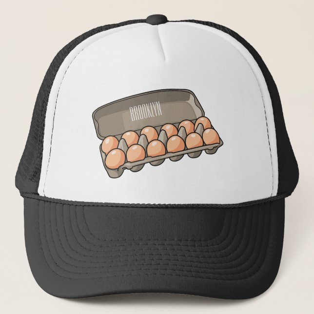 Egg carton cartoon illustration trucker hat (Front)