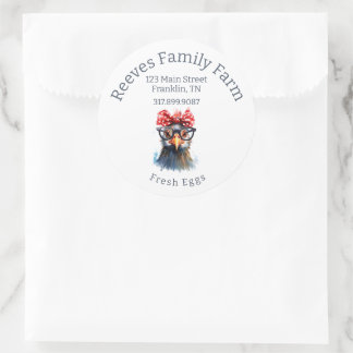 Egg Carton Funny Chicken Round Label Sticker