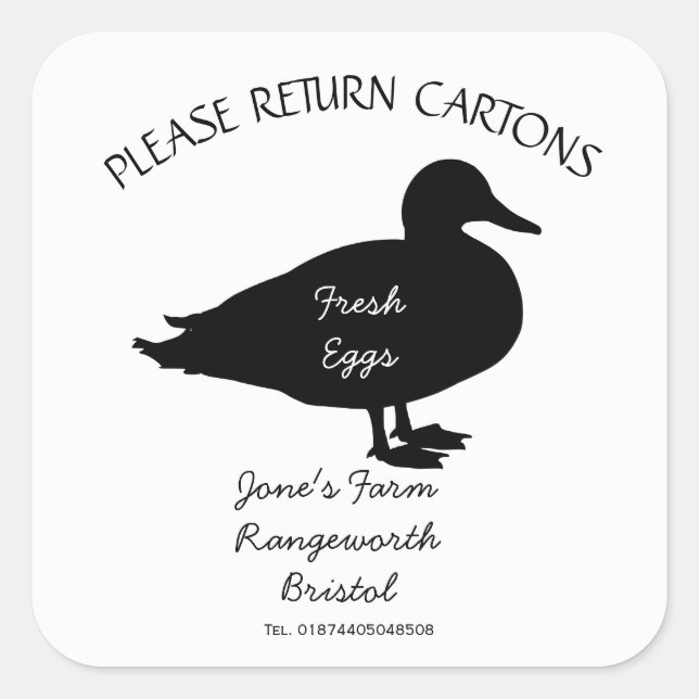 Egg Carton Label customize Duck egg box free range (Front)