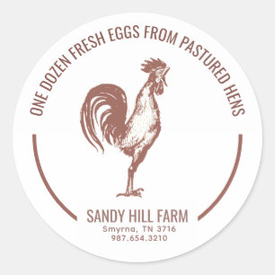 Egg Carton Label Farm Name Slogan Red Rooster Crow