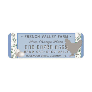 Egg Carton Label Return Address Size Hen and Eggs