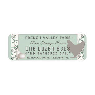 Egg Carton Label Return Address Size Hen and Eggs